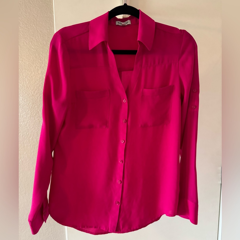 Express Fuchsia Button-Down Shirt
